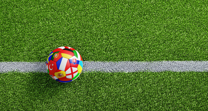 Fu&szlig;ball am Spielfeld