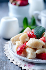 Summer dessert lazy dumplings with cottage cheese