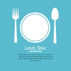 Fotobehang Lunch time design. Menu icon. Flat illustration , editable vector © Jemastock