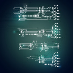 Abstract vector background with high tech circuit board Vector Illustration