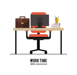 Work time design. Office icon. Colorful illustration
