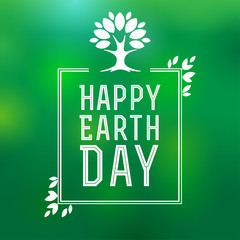 Happy Earth Day. Happy earth day lettering card, poster for Earth Day vector illustration with tree and leaves. Earth day background.
