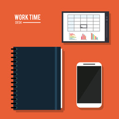 Work time design. Office icon. Colorful illustration