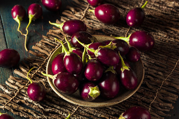 Organic Raw Baby Indian Eggplants © Brent Hofacker