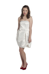 teenage girl wearing white dress