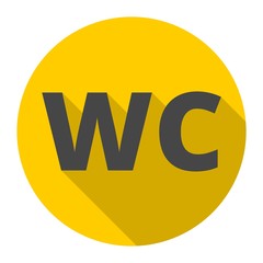 WC Toilet sign icon with long shadow