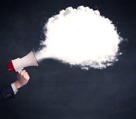 Megaphone with plain message cloud