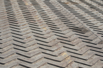 Corrugated iron ferry deck surface closeup as background