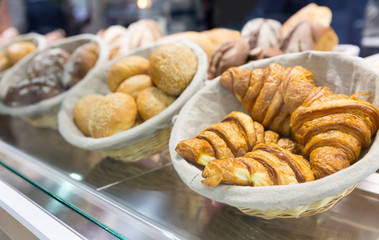 Fresh croissants in the shop