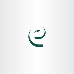 funny letter e eye face icon logo vector