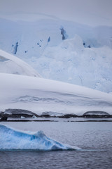 antarctic icebergs in forground