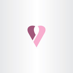 letter v heart icon vector symbol