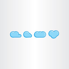 simple blue clouds icon vector set