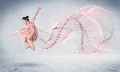 Deurstickers Dansende ballet performance artiest met abstracte swirl © ra2 studio