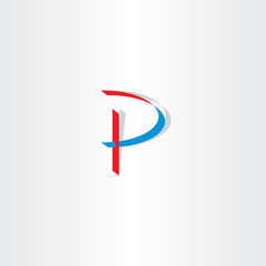 stylized letter p blue red vector icon logotype