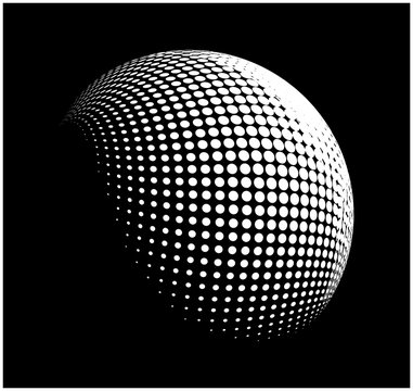 halftone globe, sphere vector logo symbol, icon, design. abstract dotted globe illustration isolated on background.