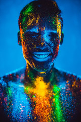 Man colored fluorescent powder.