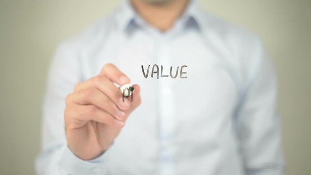 Value Proposition , man writing on transparent screen