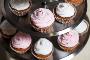 cupcakes on a stand.