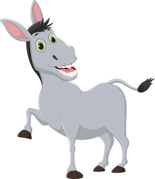cartoon donkey smiling and happy
