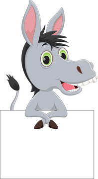 cartoon Donkey with blank sign