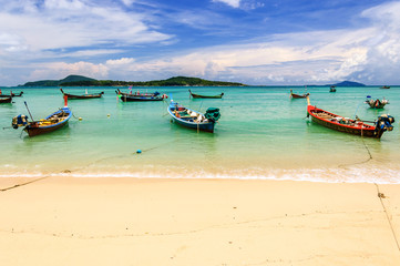 Fototapeta premium Long-tail boats, Rawai beach, Phuket, Thailand