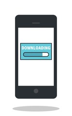 Mobile phone downloading icon. Drop shadow