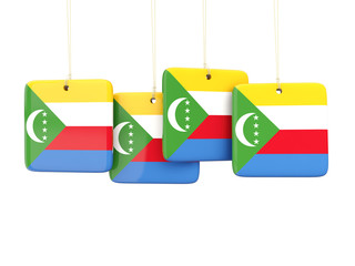 Obraz premium Square labels with flag of comoros