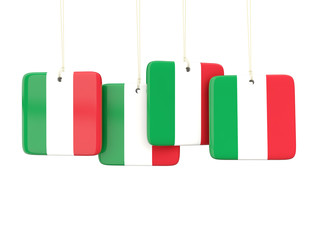 Square labels with flag of italy