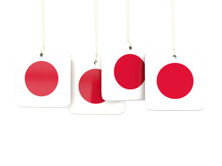 Square labels with flag of japan