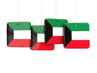 Square labels with flag of kuwait