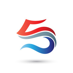Abstract Number Five or Letter S Logo