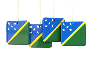 Square labels with flag of solomon islands