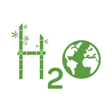 h2o logo, ecology green icons set on white background