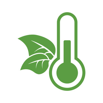 thermometer, ecology green icons set on white background