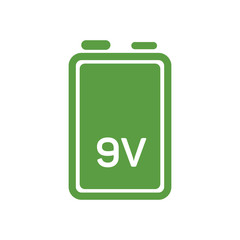 battery, ecology green icons set on white background