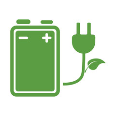 battery, ecology green icons set on white background