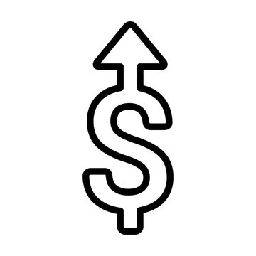Salary raise or raising money line art icon for financial apps and websites