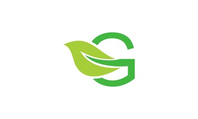 Letter G Green Leaves Logo