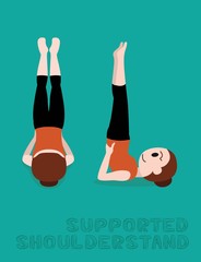 Yoga Supported Shoulderstand Cartoon Vector Illustration