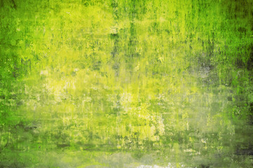 Real wall background, grungy, fluorescent green texture.