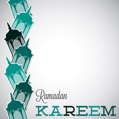 Lantern "Ramadan Kareem" (Generous Ramadan) card in vector format.
