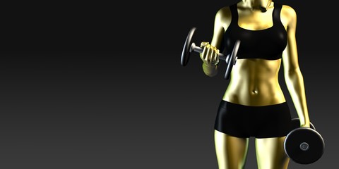 Metal Steel Woman Lifting Weights