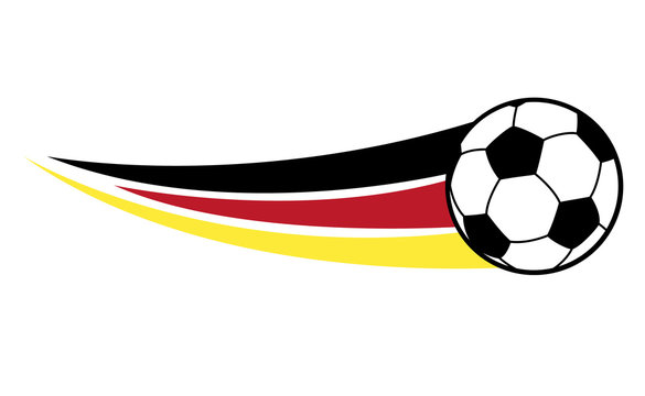 Fliegender Fußball mit Schweif in Deutschland Farben Schwarz, Rot, Gold - Vektor