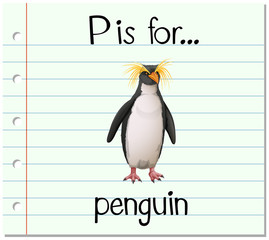 Flashcard letter P is for penguin