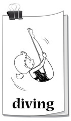 Doodle woman athlete diving