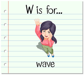 Flashcard letter W is for wave