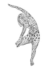 Tree Pose Yoga, Vriksasana yoga position posture, hand drawn