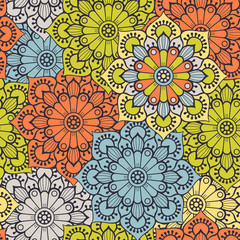 Fototapeta na wymiar Ethnic floral seamless pattern
