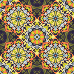 Ethnic floral seamless pattern